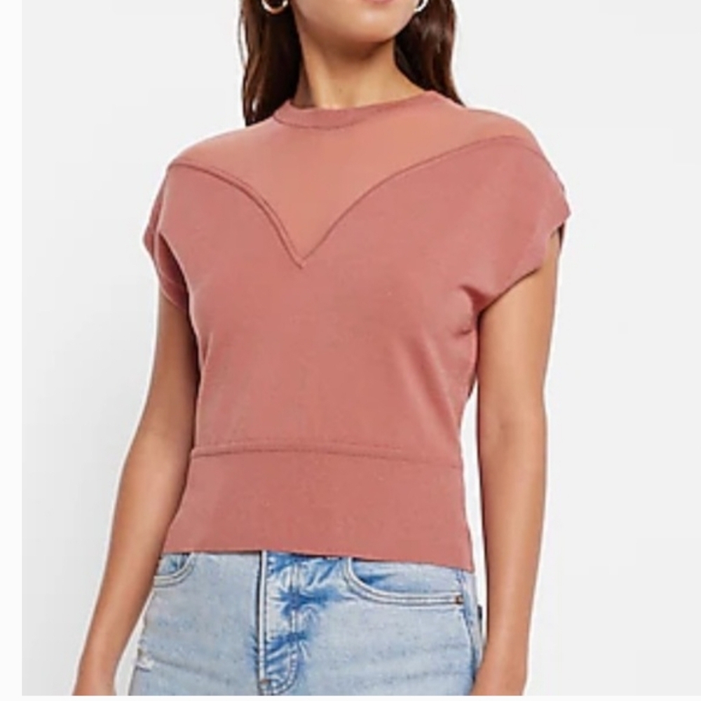 Express Womens Pink Short Sleeve  Sweater Top - Picture 2 of 14